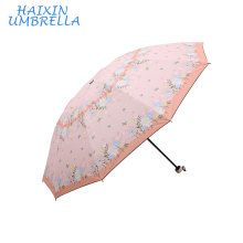 2018 New Princess Rain Umbrella Woman Kids Lady Pink Nice Flower Printing Small Sunshade Umbrella Anti-UV Parasol